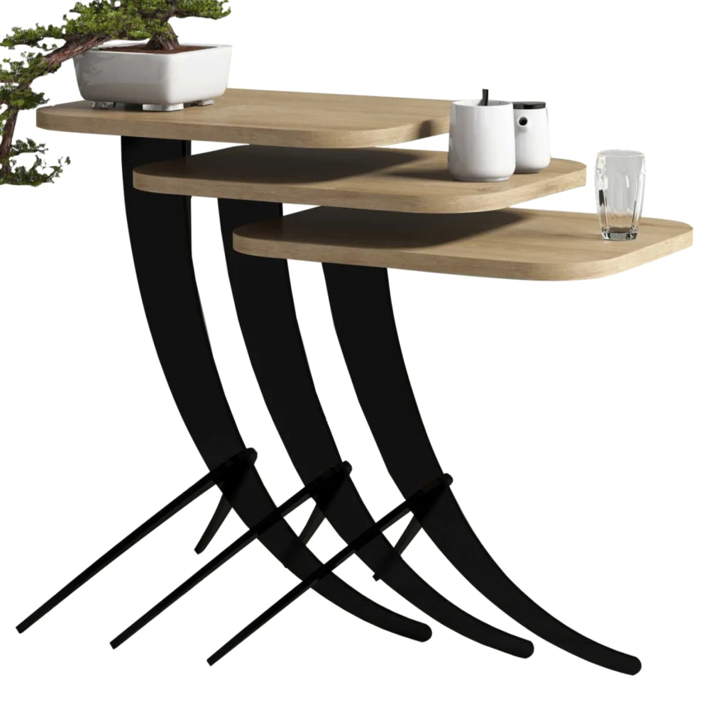 ΤΡΑΠΕΖΙ ΖΙΓΚΟΝ HM9508.01 3ΤΜΧ ΜΕΛΑΜΙΝΗ ΣΕ ΦΥΣΙΚΟ ΟΑΚ-ΜΑΥΡΑ ΜΕΤΑΛ. ΠΟΔΙΑ 35x45x60Yεκ. ΤΡΑΠΕΖΙ ΖΙΓΚΟΝ HM9508.01 3ΤΜΧ ΜΕΛΑΜΙΝΗ ΣΕ ΦΥΣΙΚΟ ΟΑΚ-ΜΑΥΡΑ ΜΕΤΑΛ. ΠΟΔΙΑ 35x45x60Yεκ. - Image 1