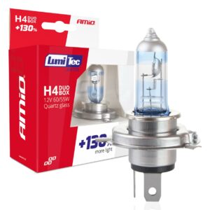 Amio – Λάμπες Αλογόνου H4 12V 60/55W P43t Lumitec Limited +130% έως 40m 4300K για Αυτοκίνητο & Μοτοσυκλέτα Σετ 2 Τεμ. (01405/AM) 01405