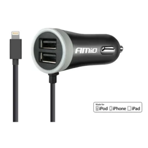 ΦΟΡΤΙΣΤΗΣ ΑΝΑΠΤΗΡΑ 12V 2,4A ΜΕ 2 ΘΥΡΕΣ USB + 1 LIGHTNING USB ΜΕ ΚΑΛΩΔΙΟ AMiO – 1 ΤΕΜ. 02057