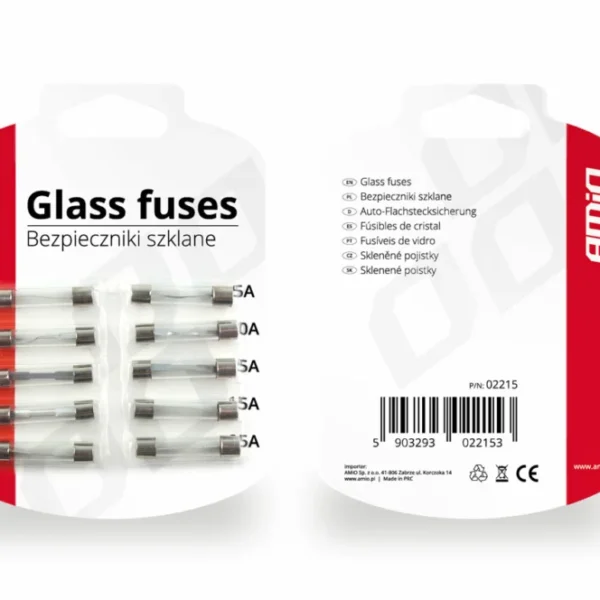 Amio - ΑΣΦΑΛΕΙΕΣ ΣΩΛΗΝΩΤΕΣ 30mm ΔΙΑΦΟΡΕΣ ΣΕ ΚΑΡΤΕΛΑ 2x5A/2x10A/4x15A/2x25A - 10 Τεμ. (02215/AM) 02215