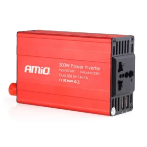 INVERTER 24-230V max300W-peak600W ME 2 USB AMiO – 1 ΤΕΜ. 02471