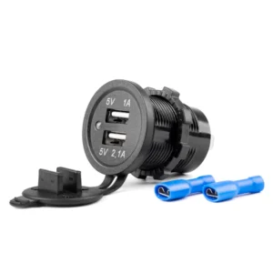 ΠΡΙΖΑ ΜΕ 2 ΘΥΡΕΣ USB ΚΑΙ ΚΑΠΑΚΙ ΜΑΥΡΗ 12/24V  5V 3.1A Φ37 mmχ51mm MOD-03 02853