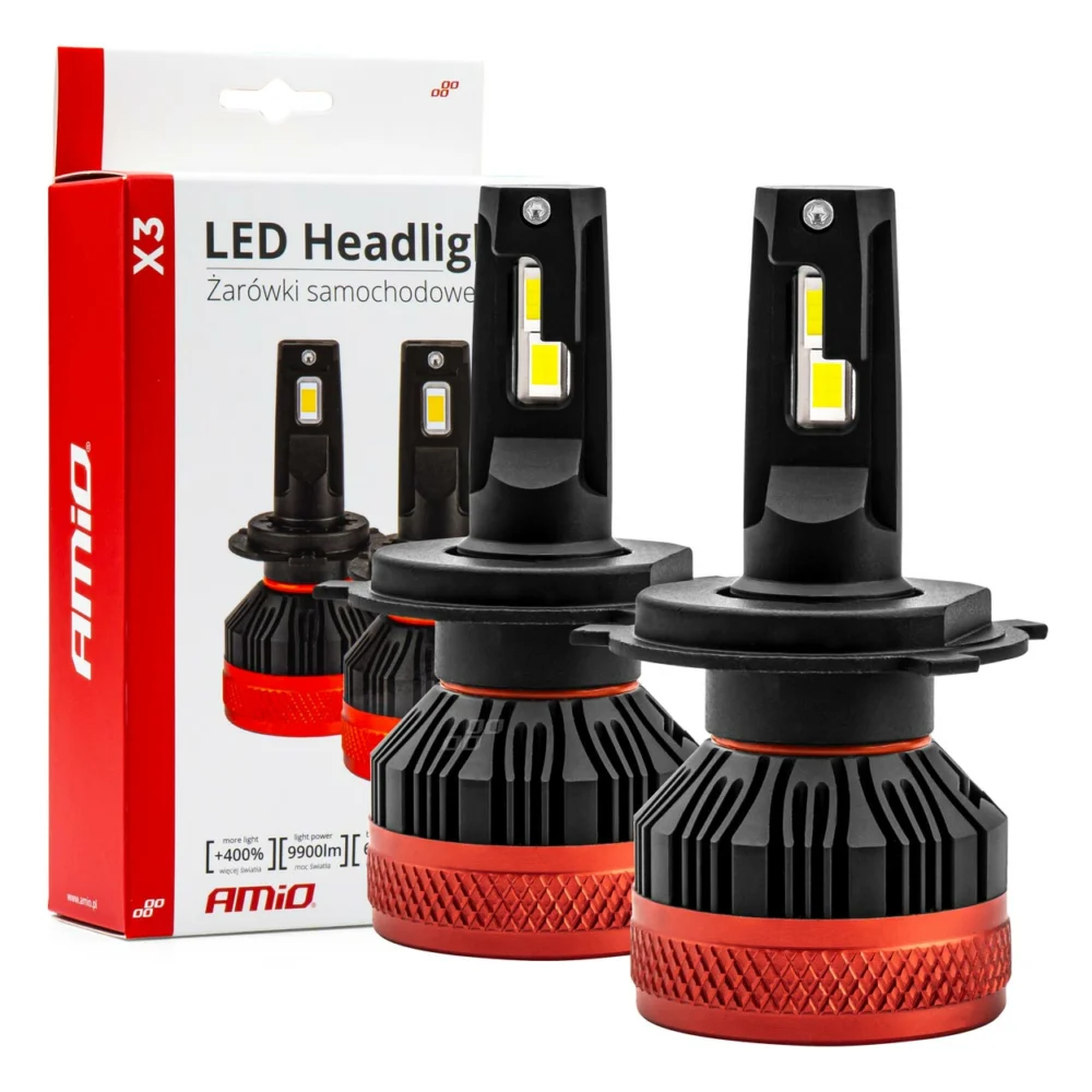 ΛΑΜΠΕΣ LED H4 10-16V 90W 6.500K 9900lm CAN BUS (ME ΑΝΕΜΙΣΤΗΡΑΚΙ) X3 SERIES AMIO - 2ΤΕΜ. ΛΑΜΠΕΣ LED H4 10-16V 90W 6.500K 9900lm CAN BUS (ME ΑΝΕΜΙΣΤΗΡΑΚΙ) X3 SERIES AMIO - 2ΤΕΜ. 02979 - Image 1