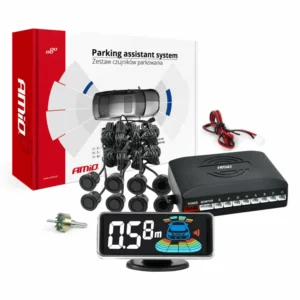 ΣΥΣΤΗΜΑ ΠΑΡΚΑΡΙΣΜΑΤΟΣ 12V ΜΕ 8 ΔΙΑΙΡΟΥΜΕΝΟΥΣ ΑΙΣΘΗΤΗΡΕΣ ΣΕ MAYΡΟ ΧΡΩΜΑ ΤΥΠΟΥ GOLD 18mm ΚΑΙ ΟΘΟΝΗ LED  ΑΜΙΟ - 1 τεμ. 03192