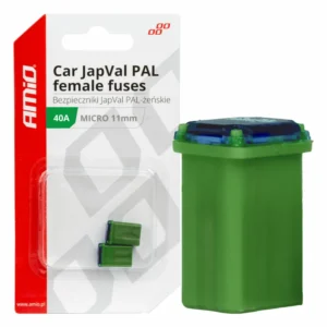 Amio - ΑΣΦΑΛΕΙΕΣ JapVal PAL ΜICRO 11mm ΘΗΛΥΚΕΣ 40A ΣΕ ΠΡΑΣΙΝΟ ΧΡΩΜΑ - 2 Τεμ. (03461/AM) 03461