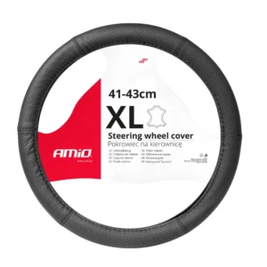 ΚΑΛΥΜΜΑ ΤΙΜΟΝΙΟΥ ΑΠΟ ΤΕΧΝΟΔΕΡΜΑ (ΧL) 41-43cm SWC-50-ΧL ΣΕ ΜΑΥΡΟ ΧΡΩΜΑ ΤΡΥΠΗΤΟ ΜΕ ΜΑΥΡΕΣ ΡΑΦΕΣ AMIO - 1 ΤΕΜ. 03558