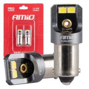 Amio - ΛΑΜΠΑΚΙΑ T4W BA9s 12/24V 6.000K 4xSMD LED CAN-BUS ΛΕΥΚΟ 2016 PRO SERIES - 2 Τεμ. (03579/AM) 03579