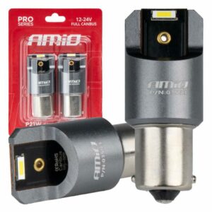 ΛΑΜΠΕΣ LED CAN-BUS P21W BA15S 12/24V 6.000K 2xSMD ΛΕΥΚΟ PRO SERIES AMIO - 2 ΤΕΜ. 03593