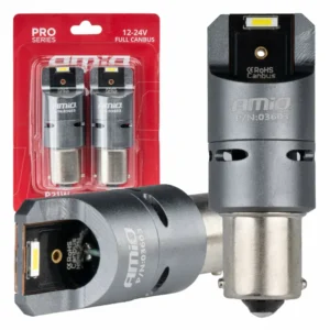 ΛΑΜΠΕΣ P21W BA15S 12/24V 6.000K 2xSMD LED FULL CAN-BUS (ΜΕ ΑΝΕΜΙΣΤΗΡΑΚΙ) ΛΕΥΚΟ PRO SERIES AMIO - 2 ΤΕΜ. 03603