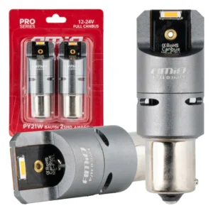 ΛΑΜΠΑΚΙΑ PY21W BAU15s 12/24V 6.000K 2xSMD LED FULL CAN-BUS(ΜΕ ΑΝΕΜΙΣΤΗΡΑΚΙ) ΠΟΡΤΟΚΑΛΙ PRO SERIES AMIO - 2 Τεμ. 03604