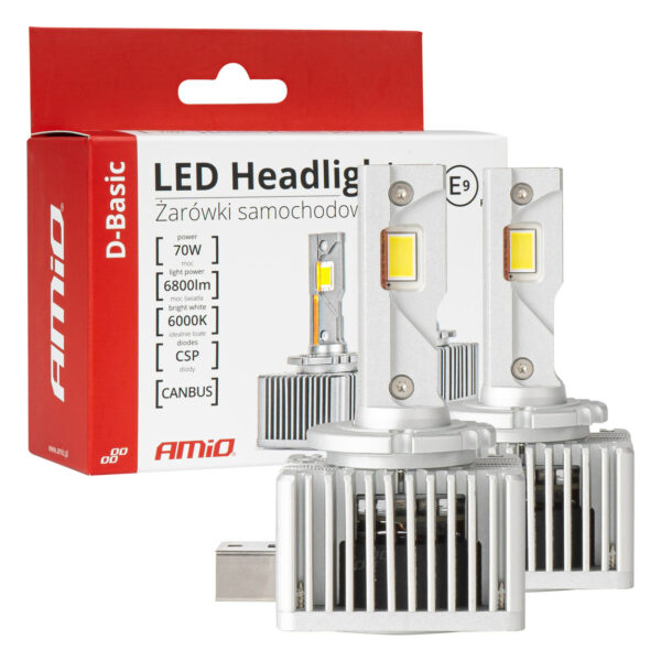 Amio - ΛΑΜΠΕΣ LED D1S/D1R 12V 6.000K 6800lm CAN-BUS D-BASIC SERIES - 2 Τεμ. (03626/AM) 03626