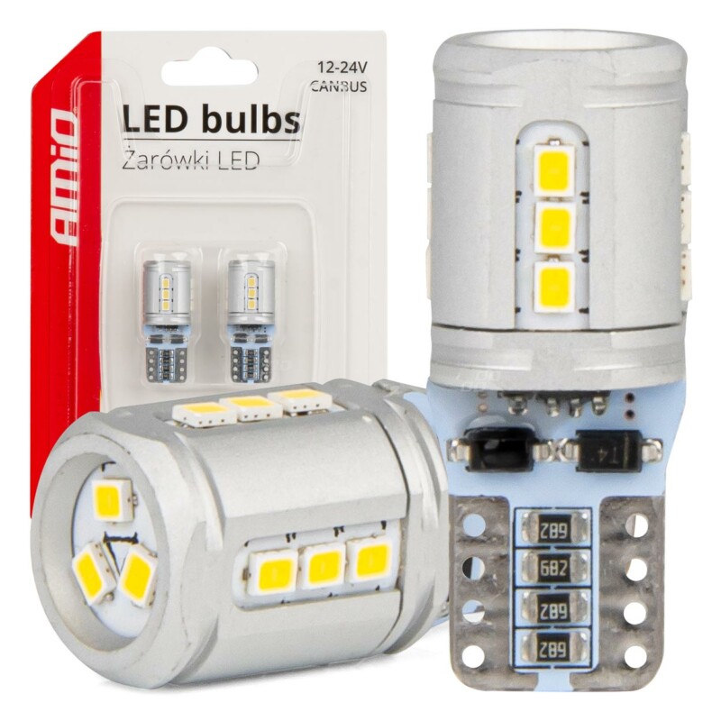 T10e W5W 12/24V 15x2016 SMD LED CAN-BUS ΛΕΥΚΟ 2ΤΕΜ. AMIO T10e W5W 12/24V 15x2016 SMD LED CAN-BUS ΛΕΥΚΟ 2ΤΕΜ. AMIO 03723 - Image 1
