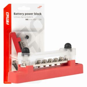 Amio - ΜΠΑΡΑ ΚΑΛΩΔΙΩΝ / ΤΕΡΜΑΤΙΚΟ 6 ΘΕΣΕΩΝ max 48V​ ΚΟΚΚΙΝΟ - 1 Τεμ. (03810/AM) 03810
