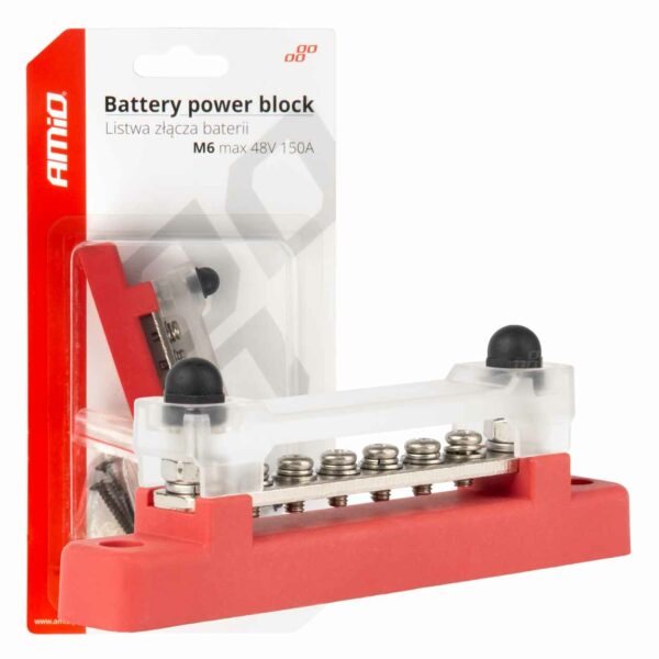 Amio - ΜΠΑΡΑ ΚΑΛΩΔΙΩΝ / ΤΕΡΜΑΤΙΚΟ 6 ΘΕΣΕΩΝ max 48V​ ΚΟΚΚΙΝΟ - 1 Τεμ. (03810/AM) 03810