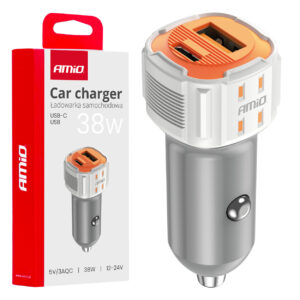 Amio - ΦΟΡΤΙΣΤΗΣ ΑΝΑΠΤΗΡΑ 12/24V ΜΕ 2 ΘΥΡΕΣ USB-C+USB 38W 5V/3AQC ΤΑΧΕΙΑΣ ΦΟΡΤΙΣΗΣ ΛΕΥΚΟΣ - 1 Τεμ. (03883/AM) 03883