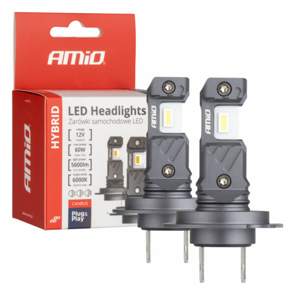 Amio - ΛΑΜΠΕΣ LED H7/H18 12V 60W 6.000K 5.600lm +400% LED CAN-BUS HYBRID SERIES - 2 ΤΕΜ. (04115/AM) 04115