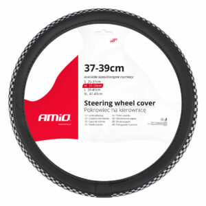 ΚΑΛΥΜΜΑ ΤΙΜΟΝΙΟΥ SWC-60 (M) 37>39cm ΜΑΥΡΟ ΜΕ ΣΧΕΔΙΟ ΑΣΠΡΟΜΑΥΡΗ ΣΚΑΚΙΕΡΑ AMIO - 1 ΤΕΜ. 04170