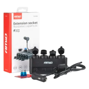 ΑΝΤΑΠΤΟΡΑΣ ΑΝΑΠΤΗΡΑ ΤΕΤΡΑΠΛΟΣ 12/24V 216W MAX ΜΕ 2 ΘΥΡΕΣ USB PD30W/QC3.0 AMIO - 1 Τεμ. 04175