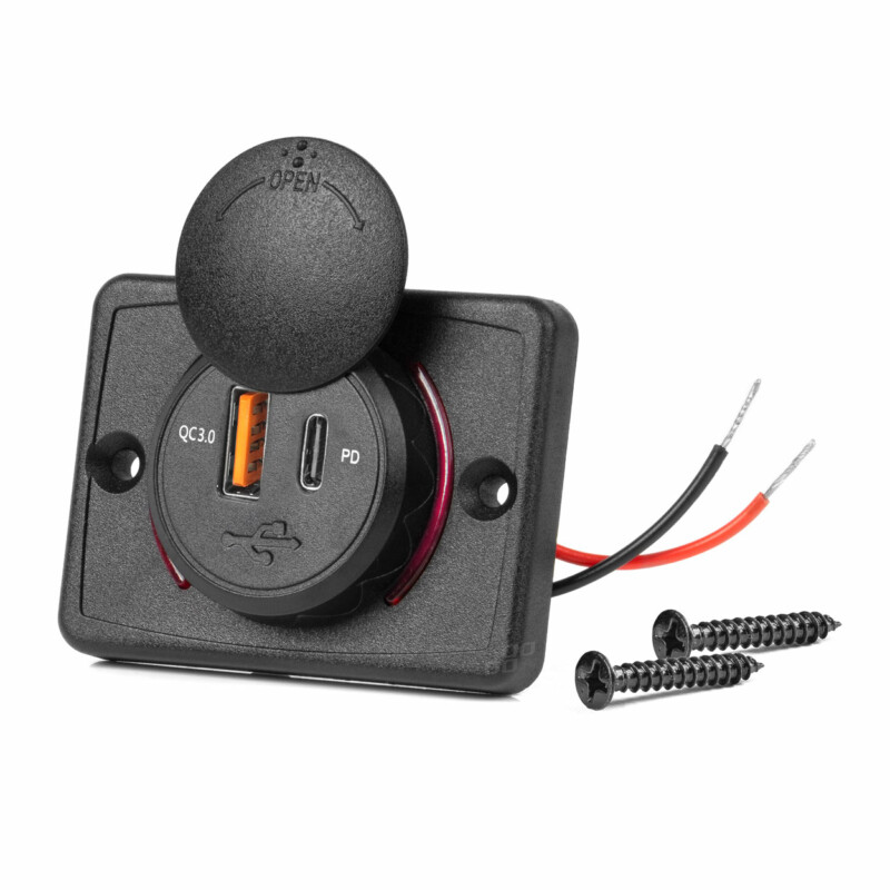 ΠΡΙΖΑ ΜΕ 2 ΘΥΡΕΣ-USB+USB-C ΚΑΙ ΚΑΠΑΚΙ 12/24V QUICK CHARGE 3.0 ΑΔΙΑΒΡΟΧΗ ΤΕΤΡΑΓΩΝΟ ΣΧΗΜΑ ΜΑΥΡΗ AMIO - 1 Τεμ. 04231