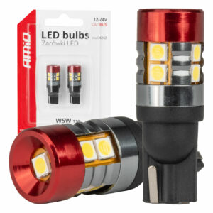 ΛΑΜΠΑΚΙΑ LED T10 W5W 12V/24V LED CAN-BUS 9xSMD 3030 ΛΕΥΚΟ ΦΩΣ 5.500K (ΣΕ ΧΡΩΜΑ ΚΟΚΚΙΝΟ-ΜΑΥΡΟ) AMIO - 2 ΤΕΜ. 04242