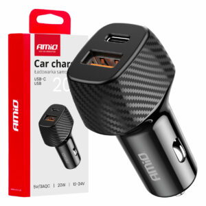 Amio - ΦΟΡΤΙΣΤΗΣ ΑΝΑΠΤΗΡΑ ΜΕ 2 ΘΥΡΕΣ USB-A QUICK CHARGE+USB-C 20W ΜΑΥΡΟ - 1 Τεμ. (04282/AM) 04282