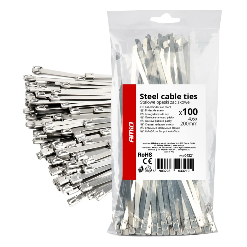 ΔΕΜΑΤΙΚΑ/ΔΕΤΙΚΑ ΚΑΛΩΔΙΩΝ TIE WRAP (ΤΑΙΡΑΠ) ΜΕΤΑΛΛΙΚΑ 4 ΔΕΜΑΤΙΚΑ/ΔΕΤΙΚΑ ΚΑΛΩΔΙΩΝ TIE WRAP (ΤΑΙΡΑΠ) ΜΕΤΑΛΛΙΚΑ 4,6 x 200mm ΑΜΙΟ - 100 ΤΕΜ. 04321 - Image 1