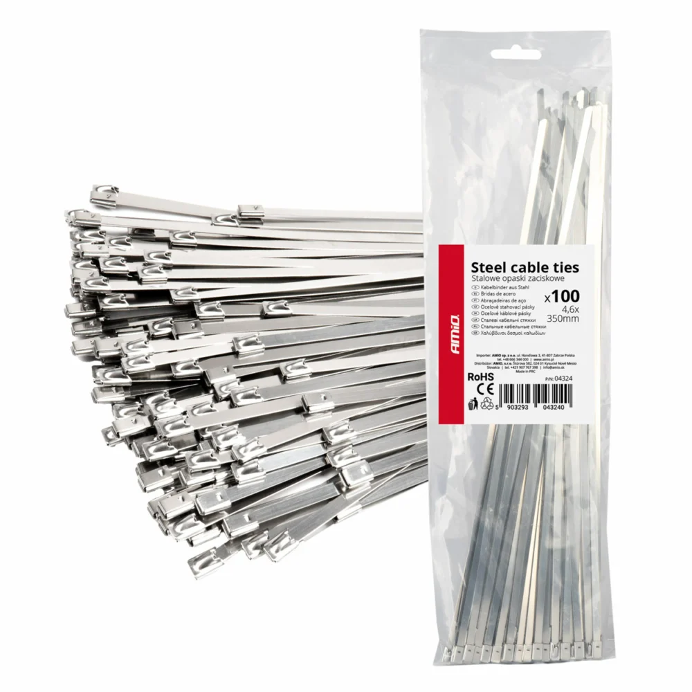 ΔΕΜΑΤΙΚΑ/ΔΕΤΙΚΑ ΚΑΛΩΔΙΩΝ TIE WRAP (ΤΑΙΡΑΠ) ΜΕΤΑΛΛΙΚΑ 4 ΔΕΜΑΤΙΚΑ/ΔΕΤΙΚΑ ΚΑΛΩΔΙΩΝ TIE WRAP (ΤΑΙΡΑΠ) ΜΕΤΑΛΛΙΚΑ 4,6 x 350mm ΑΜΙΟ - 100 ΤΕΜ. 04324 - Image 1