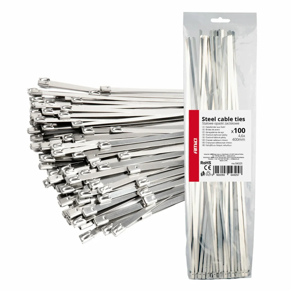 ΔΕΜΑΤΙΚΑ/ΔΕΤΙΚΑ ΚΑΛΩΔΙΩΝ TIE WRAP (ΤΑΙΡΑΠ) ΜΕΤΑΛΛΙΚΑ 4 ΔΕΜΑΤΙΚΑ/ΔΕΤΙΚΑ ΚΑΛΩΔΙΩΝ TIE WRAP (ΤΑΙΡΑΠ) ΜΕΤΑΛΛΙΚΑ 4,6 x 400mm ΑΜΙΟ - 100 ΤΕΜ. 04325 - Image 1