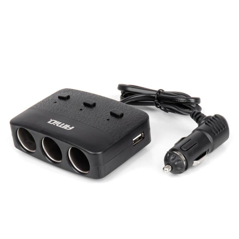 ΑΝΤΑΠΤΟΡΑΣ ΑΝΑΠΤΗΡΑ 12/24V 100W ΜΑΥΡΟΣ/3 ΘΕΣΕΙΣ/2xUSB-A /ΚΟΥΜΠΙ ON-OFF/ΕΝΔΕΙΞΗ LED/ΚΑΛΩΔΙΟ 70cm AMIO - 1 Τεμ. ΑΝΤΑΠΤΟΡΑΣ ΑΝΑΠΤΗΡΑ 12/24V 100W ΜΑΥΡΟΣ/3 ΘΕΣΕΙΣ/2xUSB-A /ΚΟΥΜΠΙ ON-OFF/ΕΝΔΕΙΞΗ LED/ΚΑΛΩΔΙΟ 70cm AMIO - 1 Τεμ. 04363 - Image 1