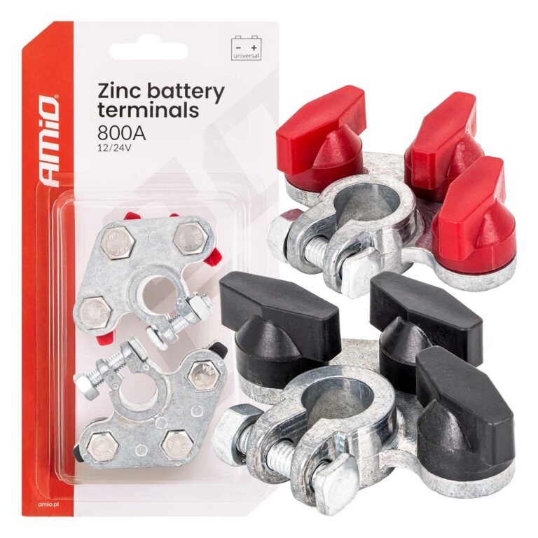 Amio - Πόλοι Μπαταρίας Αυτοκινήτου 800A Βαρέως Τύπου – Σετ (+/-), Επιψευδαργυρωμένες, Για 12/24V - 2 τεμ. (04391/AM) 04391