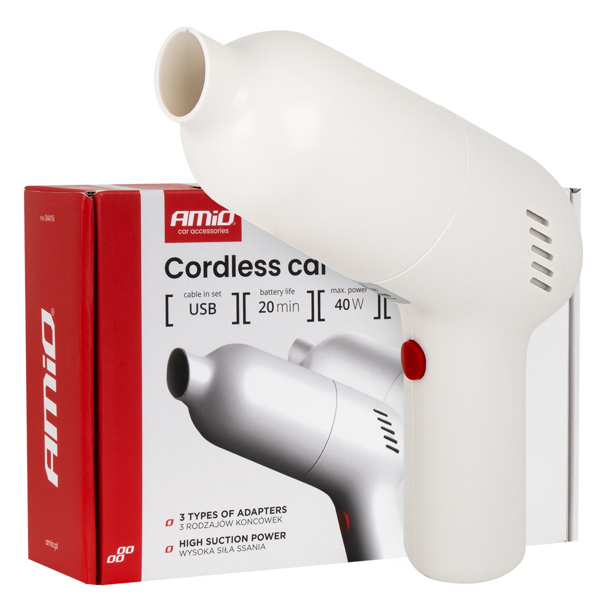 Amio - Ασύρματη Ηλεκτρική Σκούπα Αυτοκινήτου VC-07 40W 4 Amio - Ασύρματη Ηλεκτρική Σκούπα Αυτοκινήτου VC-07 40W 4,5 kPa με Φίλτρο HEPA – USB-C - 1 Τεμ. (04415/AM) 04415 - Image 1