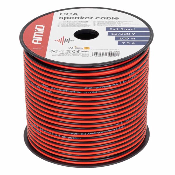 Amio - Δίδυμο Καλώδιο Ηχείων CCA 2×1,5mm² 100m - 1 τεμ. (04459/AM) 04459