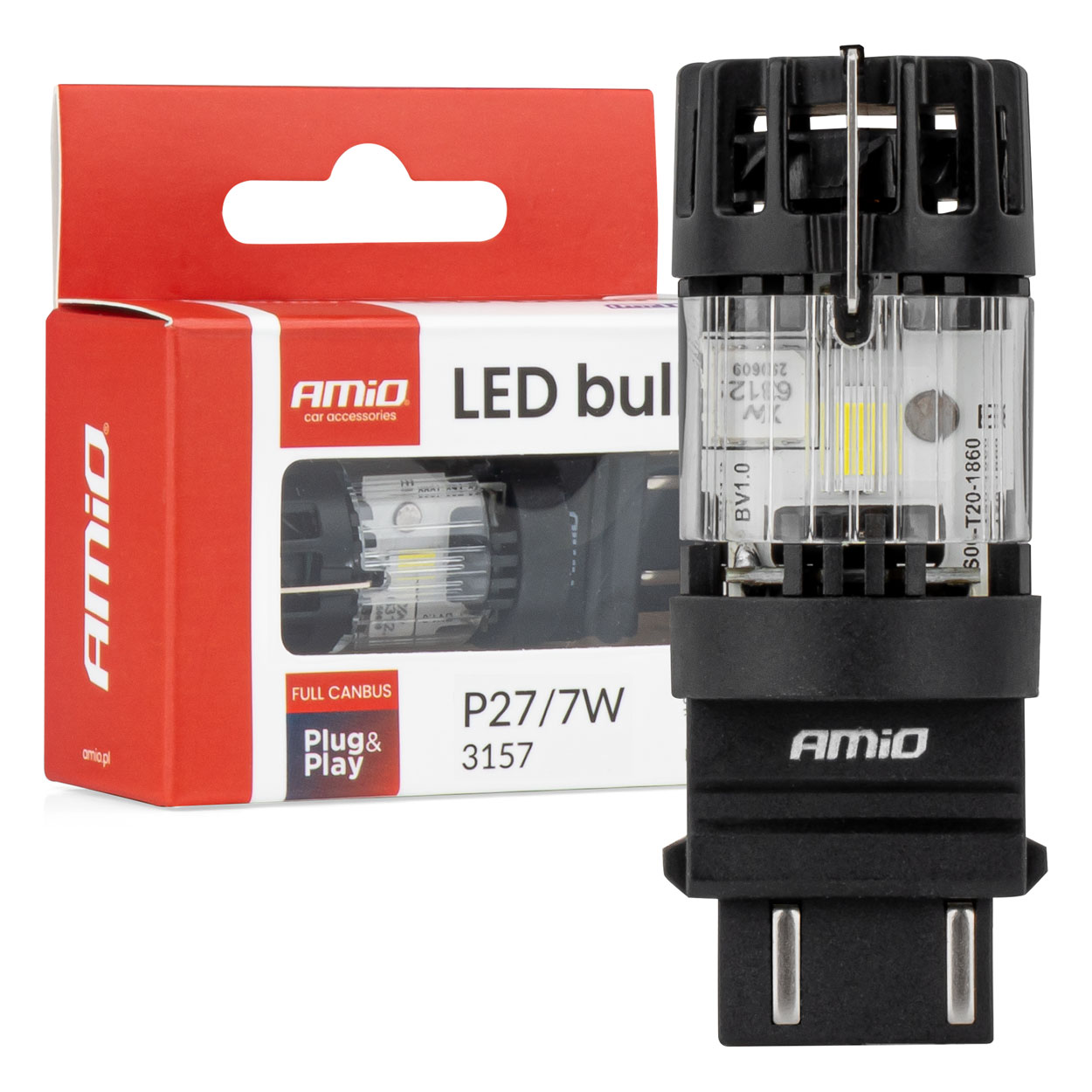 Amio – LED CSP P27/7W 3157 Καρφωτό 12V 66W 4800lm 6500K Full CANBUS για Στοπ & Θέσης Ισχυρό Φως – 1 Τεμ. (04691/AM) Amio – LED CSP P27/7W 3157 Καρφωτό 12V 66W 4800lm 6500K Full CANBUS για Στοπ & Θέσης Ισχυρό Φως – 1 Τεμ. (04691/AM) 04691 - Image 1