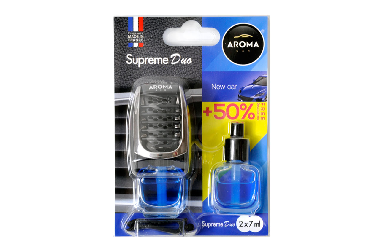 Amio – Αρωματικό Αεραγωγού Aroma Supreme Duo New Car +50% για Φρεσκάδα & Καθημερινή Χρήση – 1 Τεμ. (A92518/AM) AMiO - Αρωματικό Αεραγωγού Αυτοκινήτου Aroma Supreme Duo New Car Αεραγωγού με Ρύθμιση Έντασης (+50% Περιεχόμενο) - 1 Τεμ. (A92518/AM) A92518 - Image 1