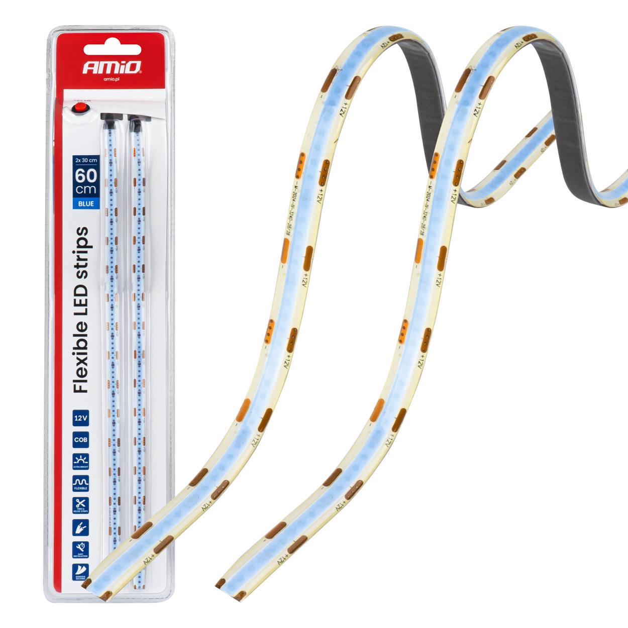 Amio – Ταινία LED COB 12V Μπλε 2x30cm Flexible για Εντυπωσιακό Εσωτερικό Φωτισμό & Easy Install – Σετ 2 Τεμ. (04571/AM) Amio – Ταινία LED COB 12V Μπλε 2x30cm Flexible για Εντυπωσιακό Εσωτερικό Φωτισμό & Easy Install – Σετ 2 Τεμ. (04571/AM) 04571 - Image 1