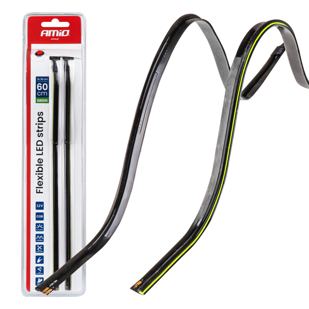 Amio – Ταινία LED COB 12V Πράσινη 2x30cm Flexible Πλαϊνού Φωτισμού για Σήμανση & Εντυπωσιακό Φως – Σετ 2 Τεμ. (04577/AM) Amio – Ταινία LED COB 12V Πράσινη 2x30cm Flexible Πλαϊνού Φωτισμού για Σήμανση & Εντυπωσιακό Φως – Σετ 2 Τεμ. (04577/AM) 04577 - Image 1