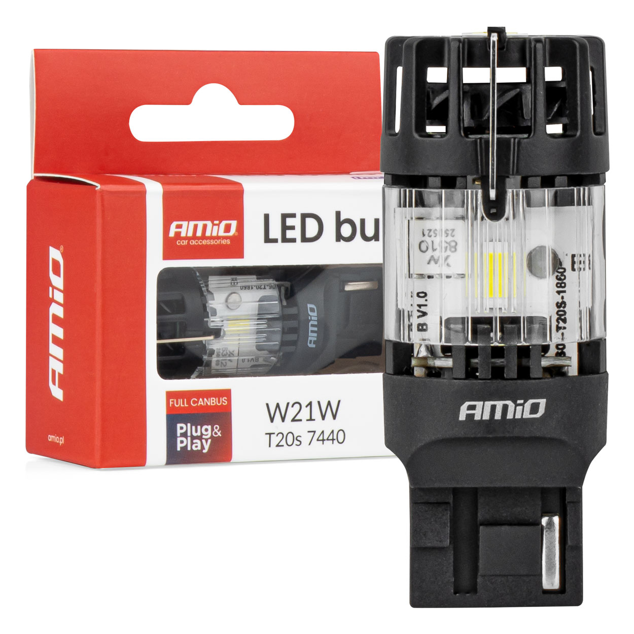 Amio – LED CSP T20S W21W 7440 Καρφωτό 12V 66W 4800lm 6500K Full CANBUS για Όπισθεν & Ισχυρό Φως – 1 Τεμ. (04686/AM) Amio – LED CSP T20S W21W 7440 Καρφωτό 12V 66W 4800lm 6500K Full CANBUS για Όπισθεν & Ισχυρό Φως – 1 Τεμ. (04686/AM) 04686 - Image 1
