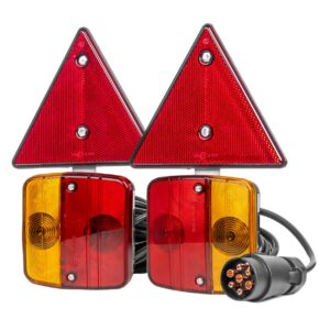 Amio – Φανάρια Τρέιλερ Μαγνητικά 12V με 7-PIN ISO & Ανακλαστικά Τρίγωνα για Ασφαλή Σήμανση & Ορατότητα – 2 Τεμ. (02095/AM) 02095