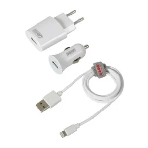 Καλώδιο Φορτισης / Συγχρονισμού USB για Apple 100cm 8pin με αντάπτορα USB αναπτήρα 12V/24V και αντάπτορα 220V 38943