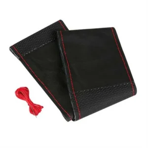 Lampa Κάλυμμα Τιμονιού Αυτοκινήτου Sport Leather Top Grip Δετό 37-39εκ. Λείο & Διάτρητο Γνήσιο Δέρμα Μαύρο με Κόκκινη Ραφή 1-τεμ. (L3299.9) 32999