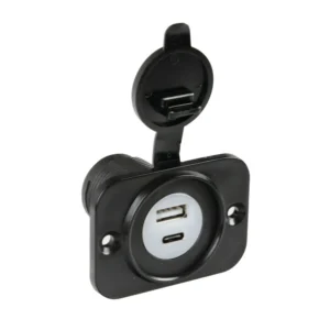 ΠΡΙΖΑ USB ΜΕ ΚΑΠΑΚΙ ΚΑΙ 2 ΘΥΡΕΣ USB (A+C) 12/24V 3000mA 15W ΜΑΥΡΗ FAST CHARGE LAMPA - 1 TEM. 39120