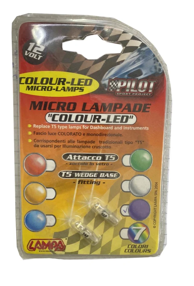 T5 12V W2x4 T5 12V W2x4,6d 1LED ΜΩΒ (ΚΑΡΦΩΤΟ ΑΚΑΛΥΚΟ ΓΙΑ ΟΡΓΑΝΑ ΤΑΜΠΛΟ) BLISTER 2ΤΕΜ. 58415 - Image 1