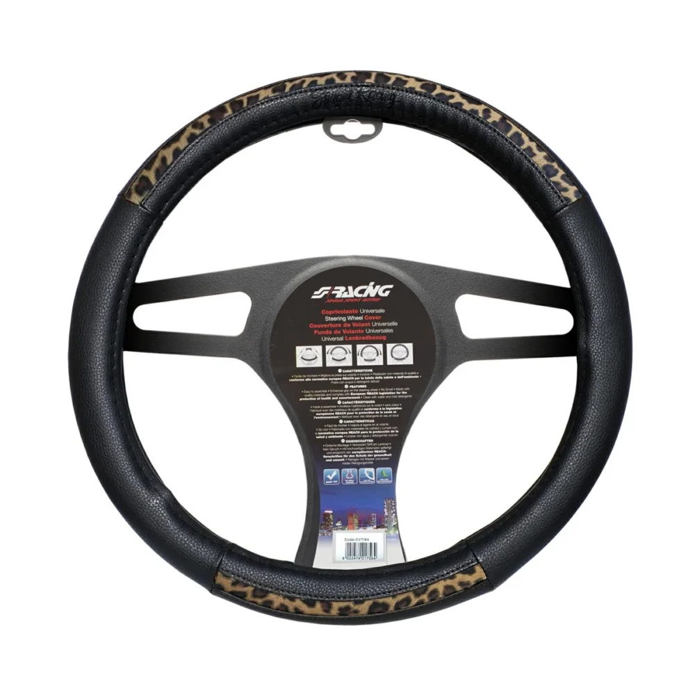 ΚΑΛΥΜΜΑ ΤΙΜΟΝΙΟΥ LEOPARD ΟΙΚΟΛΟΓΙΚΟ ΔΕΡΜΑ ΜΑΥΡΟ (M) 37-39cm SIMONI RACING - 1 TE ΚΑΛΥΜΜΑ ΤΙΜΟΝΙΟΥ LEOPARD ΟΙΚΟΛΟΓΙΚΟ ΔΕΡΜΑ ΜΑΥΡΟ (M) 37-39cm SIMONI RACING - 1 TE CVT/64 - Image 1