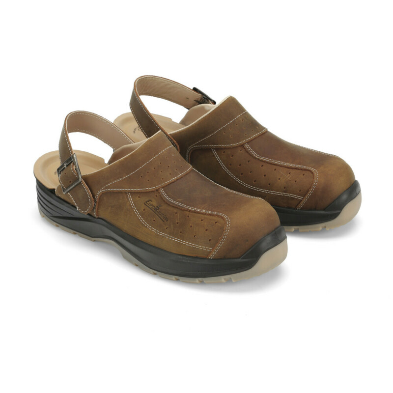 Πιστοποιημένα Παπούτσια Ασφαλείας Εργασίας σε στυλ Σαμπό Premium Tucson από την Euroroutier σε μέγεθος EU42/UK8 σε Καφέ Χρώμα και Λουράκι Αστραγάλου ERPTBR42