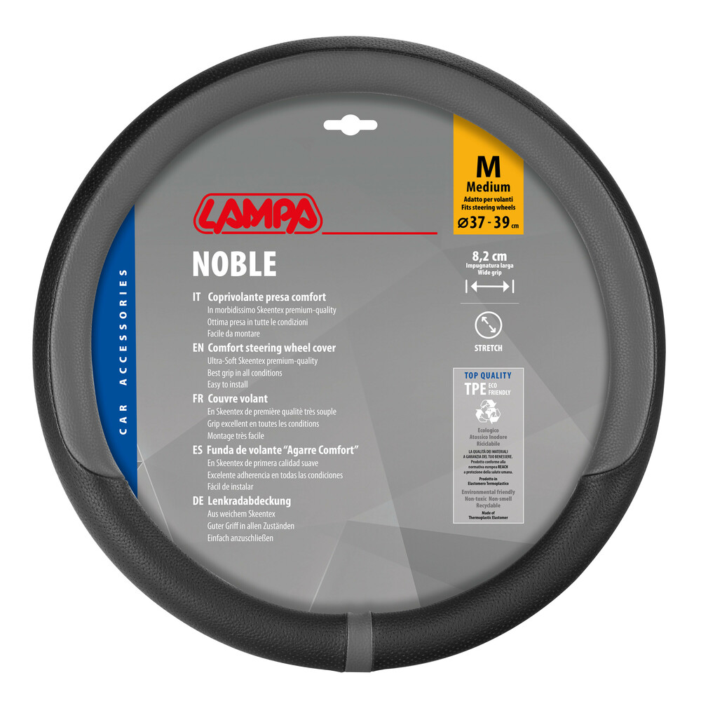 Lampa - Κάλυμμα Τιμονιού NOBLE (M) 37/39cm Μαύρο / Γκρί άοσμο διάτρητο αντιολισθητικό μαλακό ultra soft Skeentex - 1 τεμ. (L3290.1) Lampa - Κάλυμμα Τιμονιού NOBLE (M) 37/39cm Μαύρο / Γκρί άοσμο διάτρητο αντιολισθητικό μαλακό ultra soft Skeentex - 1 τεμ. (L3290.1) 32901 - Image 1
