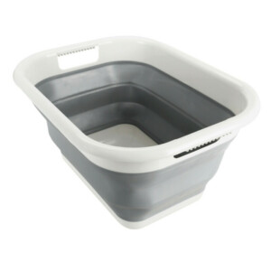 ΛΕΚΑΝΗ ΠΤΥΣΣΟΜΕΝΗ 6,5>24,5cm ΜΕ ΕΝΣΩΜΑΤΩΜΕΝΕΣ ΛΑΒΕΣ ΜΕΤΑΦΟΡΑΣ 8,5LT ΛΕΥΚΟ/ΓΚΡΙ 40730