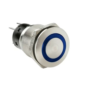 ΔΙΑΚΟΠΤΗΣ ΜΠΟΥΤΟΝ (BUTTON) 12/24V 5Amax 5PIN IP65 ON/OFF ME LED ΜΠΛΕ ΑΝΟΞΕΙΔΩΤΟ ΑΤΣΑΛΙ LAMPA - 1 TEM. 45576
