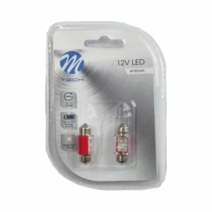 ΛΑΜΠΑΚΙΑ ΠΛΑΦΟΝΙΕΡΑΣ C5W/C10W 12V 0,49W SV8,5 31mm LED 4xFlux 3mm ΚΟΚΚΙΝΟ BLISTER 2ΤΕΜ. M-TECH LB022R