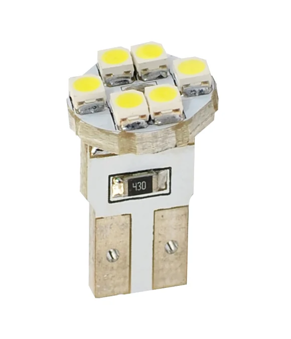 T10 W5W 12V W2 T10 W5W 12V W2,1x9,5d LED 6xSMD3528 ΛΕΥΚΟ (ΚΑΡΦΩΤΟ ΑΚΑΛΥΚΟ) BLISTER 2ΤΕΜ. M-TECH LB079W - Image 1
