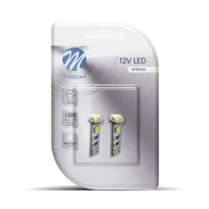 T10 W5W 12V W2,1x9,5d LED 3xSMD5050 ΛΕΥΚΟ (ΚΑΡΦΩΤΟ CAN-BUS) BLISTER 2ΤΕΜ. M-TECH LB324AW